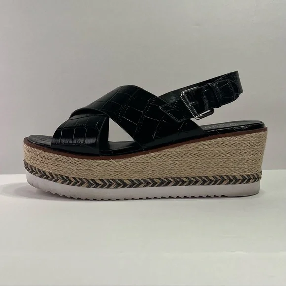 Vince Camuto Marietten Embossed Espadrille Platform Sandals - black croc, 8.5 - Picture 9 of 12